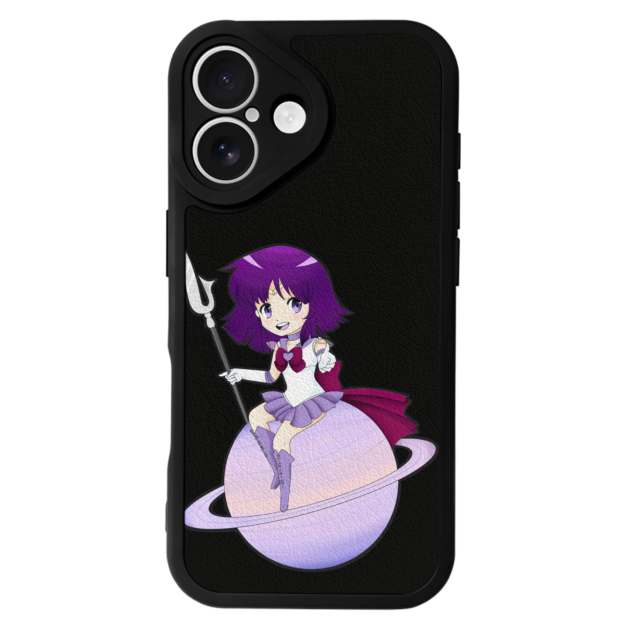 （画像用） 美少女戦士セーラームーン 土萠ほたる Sailor Moon Tomoe Hotaru （セーラーサターン；Sailor Saturn） 【iPhone 16シリーズ対応】シリコンスマホケース（レザー調） 材質：シリコン